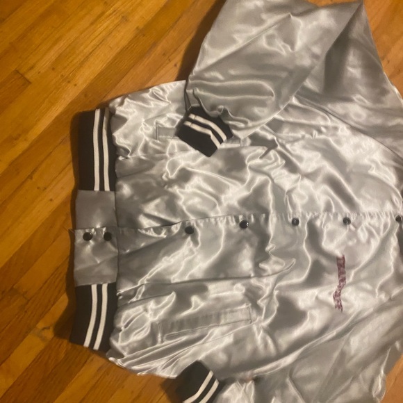 Vintage Baby blue satin bomber jacket!! - Picture 2 of 6